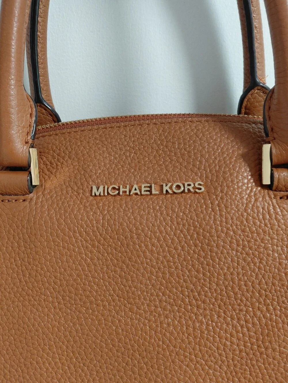 Michael Kors Caramel Brown Pebbled Leather Satchel Purse W/Removable Strap